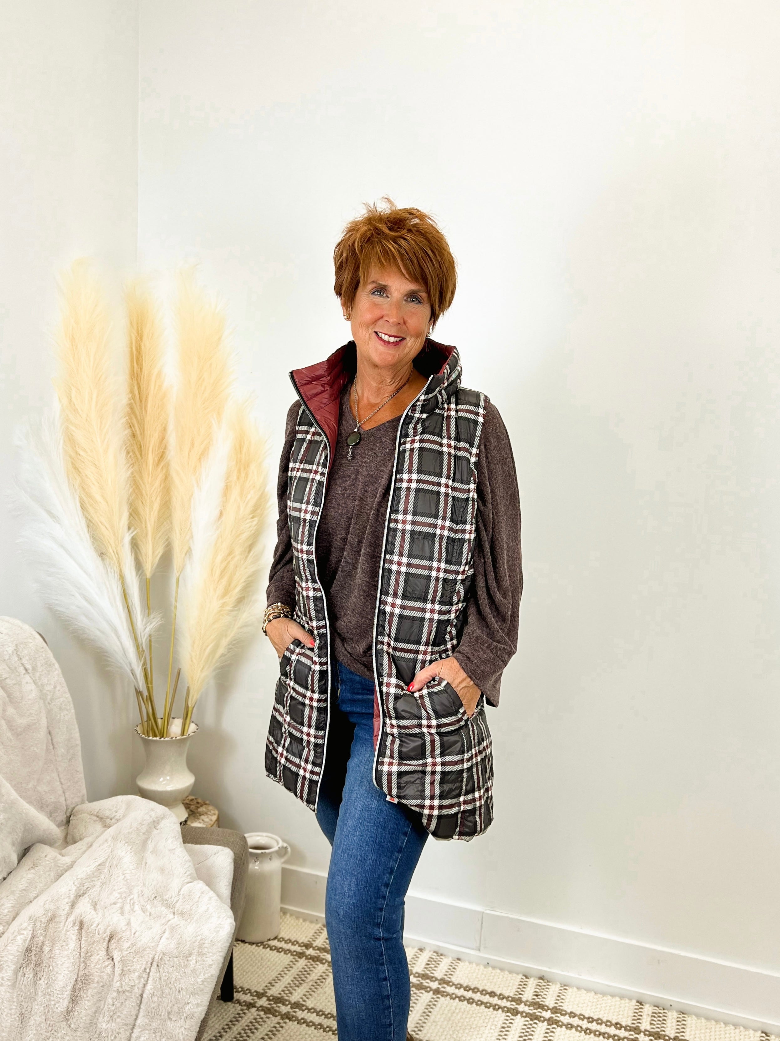 Mainstream Boutique Stillwater Anorak Reversible Plaid Vest