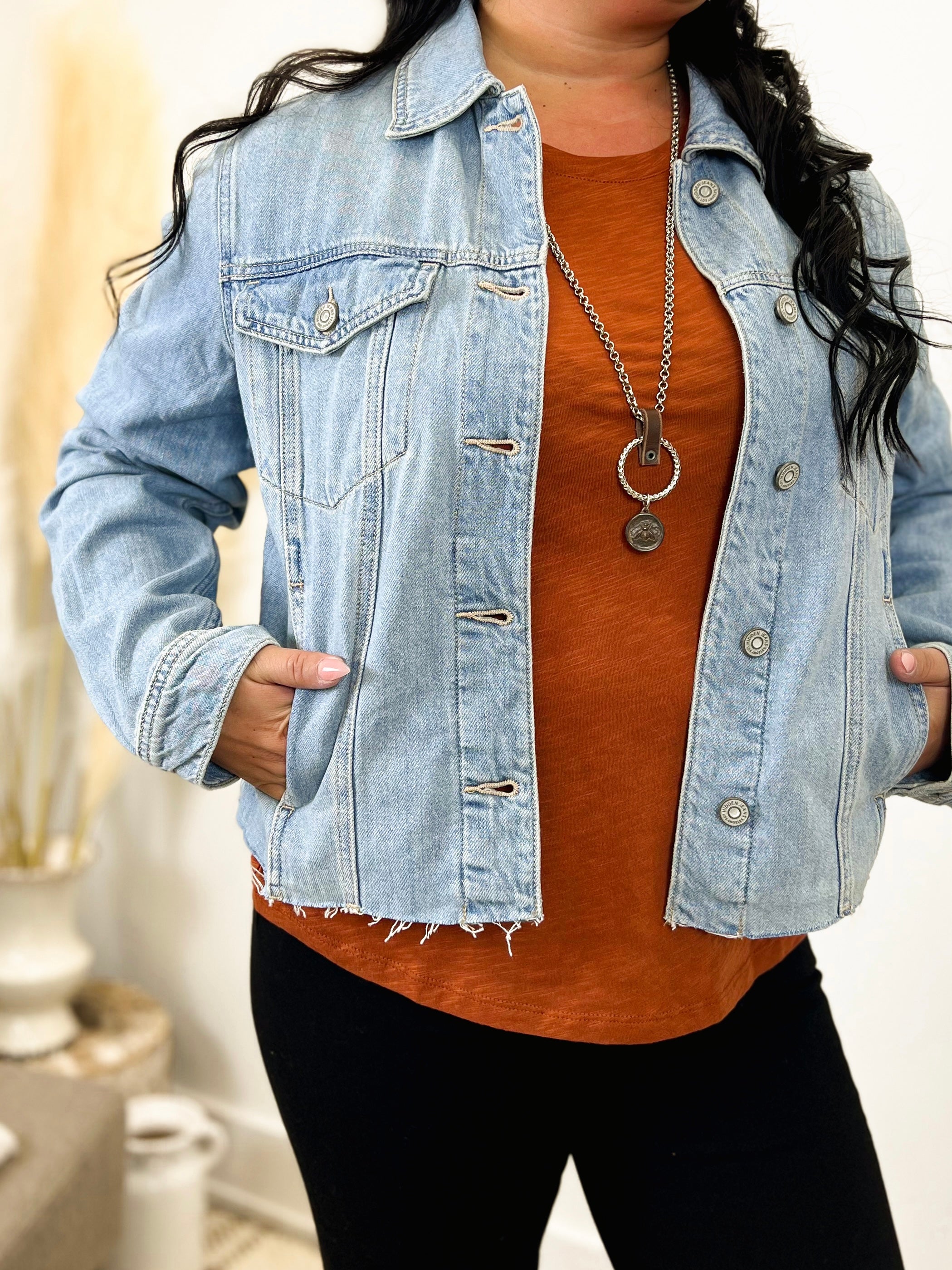 Mainstream Boutique Stillwater Denim Crop Trucker Jacket