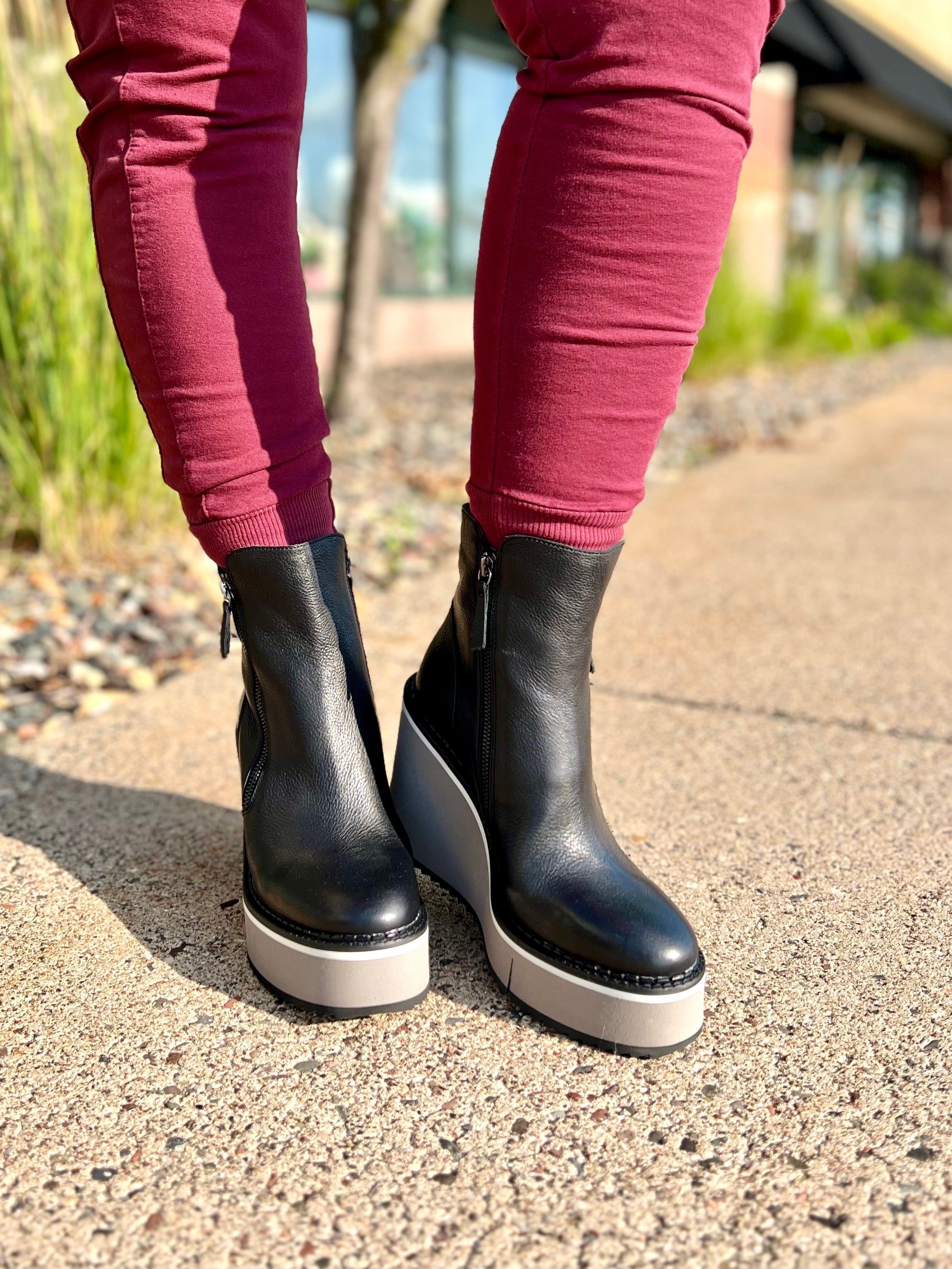 Leather Wedge Ankle Boot