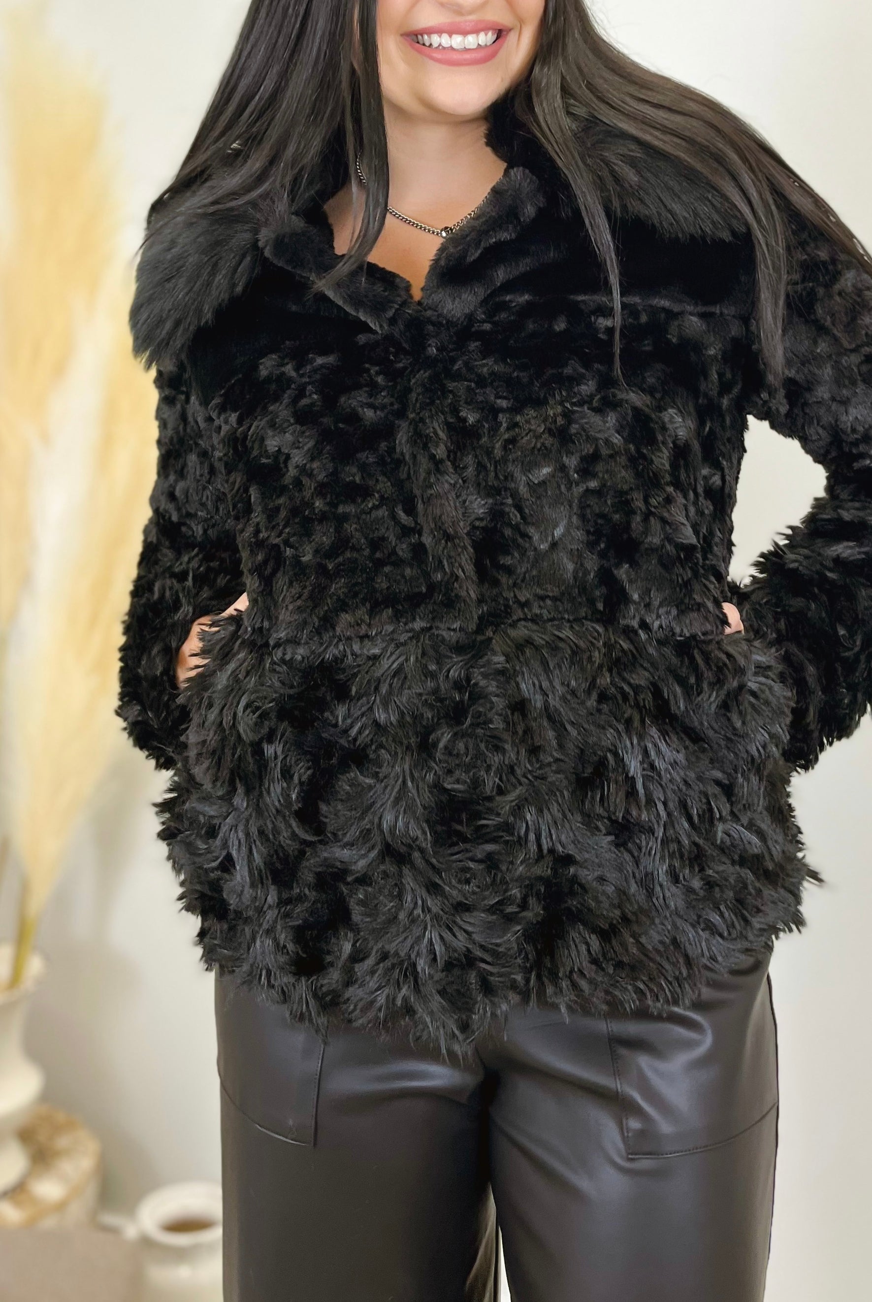 Mainstream Boutique Stillwater Faux Fur Glam Jacket
