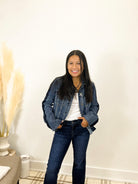 Mainstream Boutique Stillwater Frayed Denim Jacket with Velvet Taping