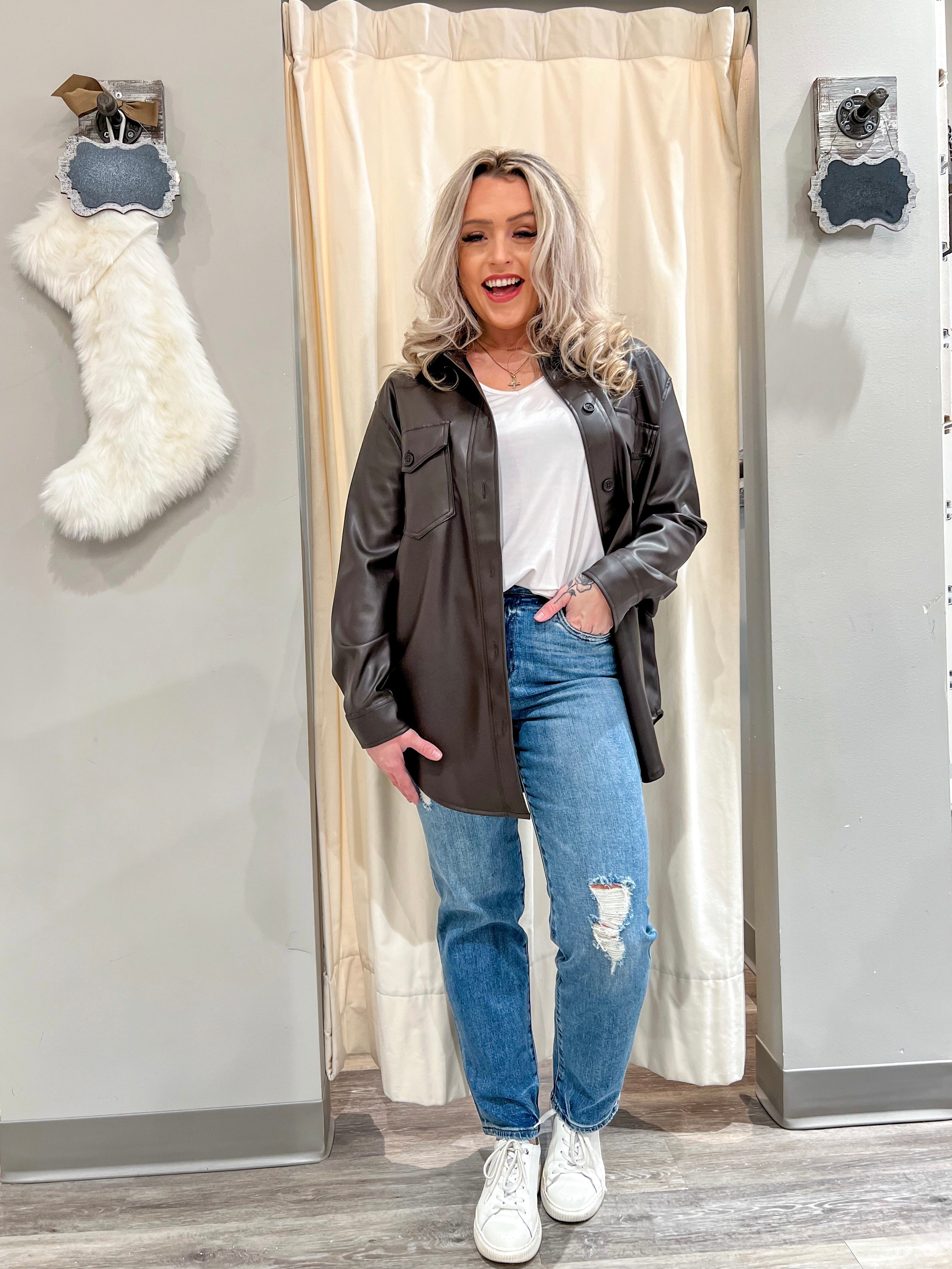 Mainstream Boutique Stillwater Rich Faux Leather Shacket