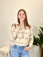 Mainstream Boutique Stillwater Printed Crew Neck Sweater