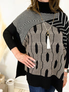 Mainstream Boutique Stillwater Printed Poncho Sweater